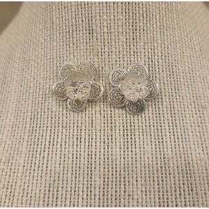Beautiful Sterling Silver Flower Filigree 25mm Stud Earrings CRIS 925